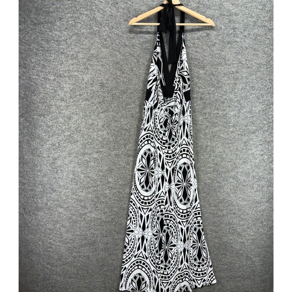 En Focus Studio Dress Women 6 White Geometric Maxi Long Sleeveless Halter Neck - Picture 2 of 6